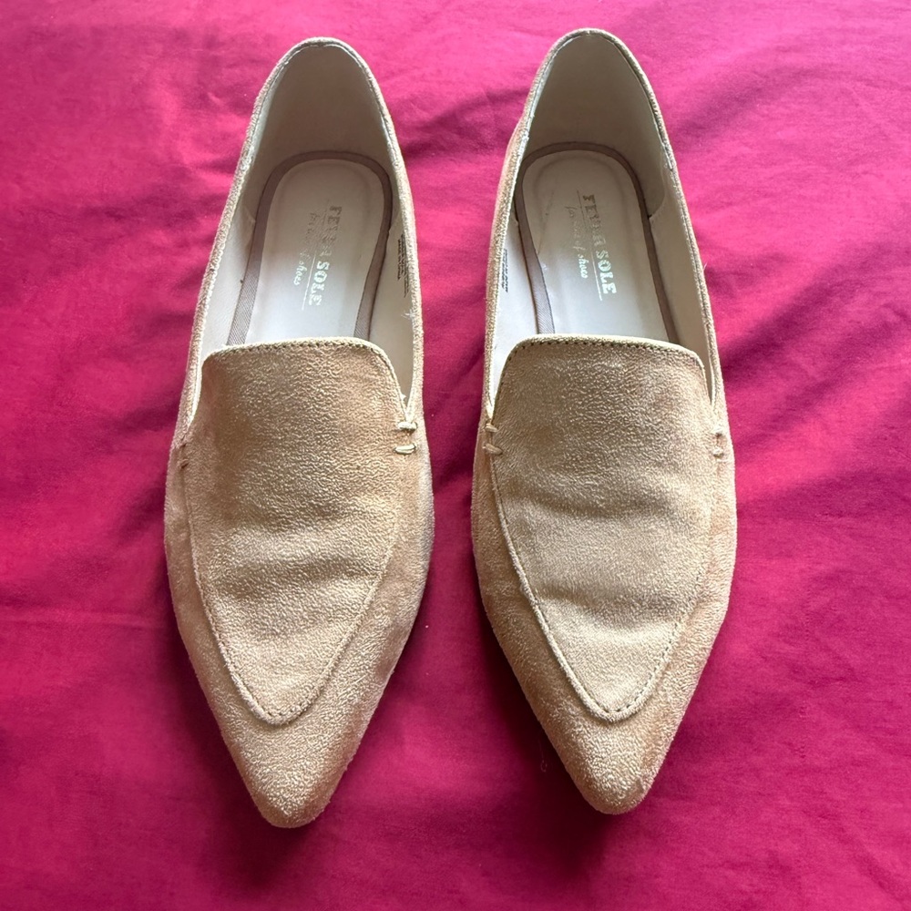 Women's Beige Suede Loafers